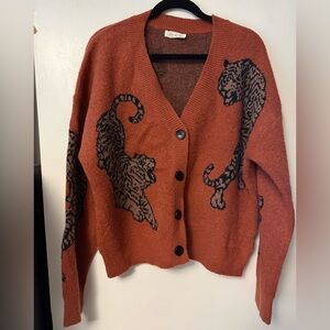 Women's Orange Leopard Sweater